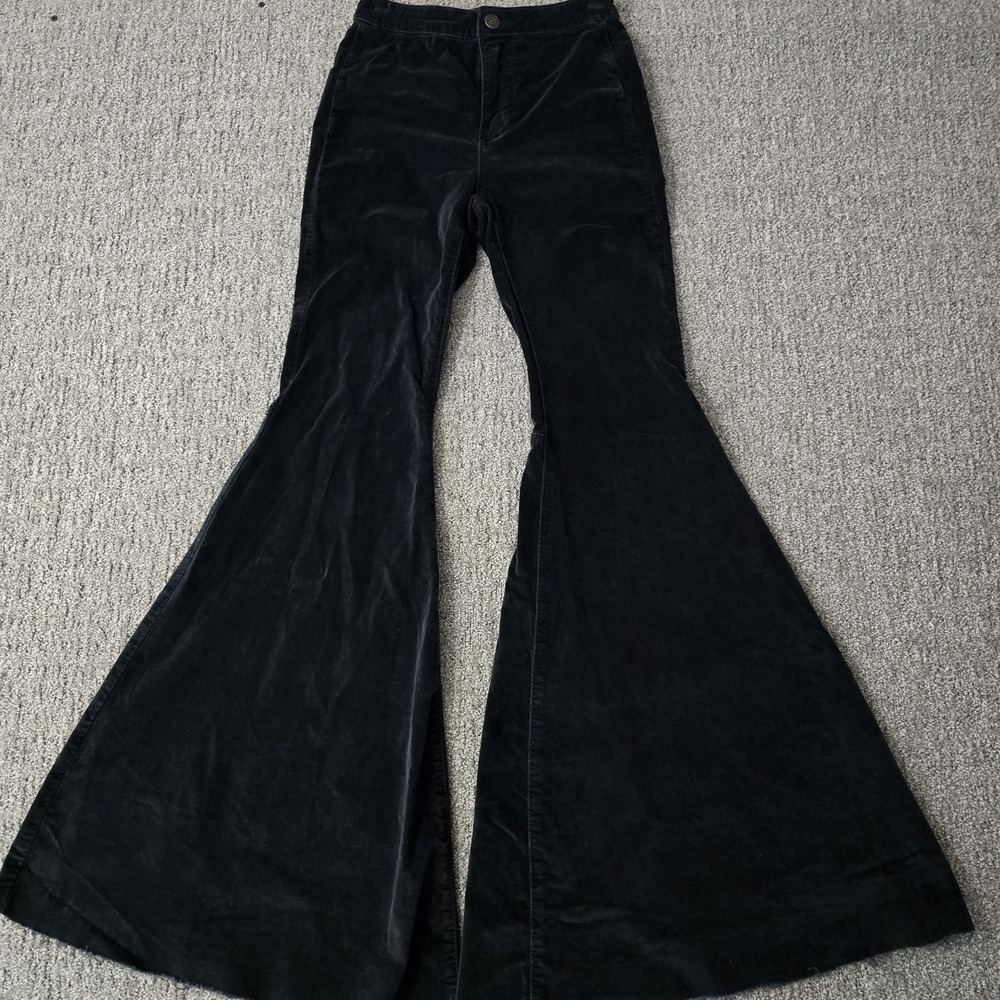 Free People We The Free Just Float On Flare Velvet Pants Black Size 24 Boho 70's